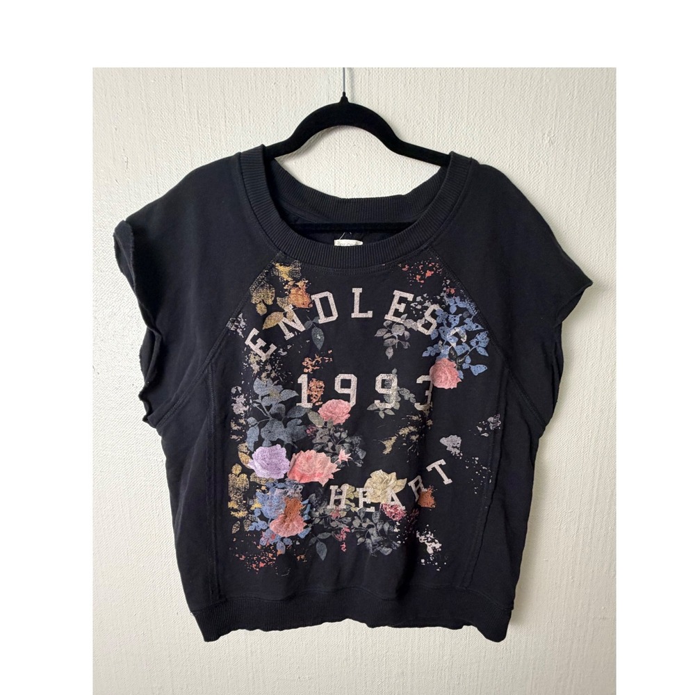 Pilcro Anthropologie Endless 1993 Heart Floral Graphic Sleeveless Sweatshirt XL